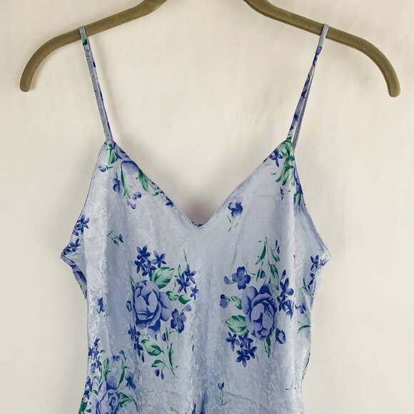 August Silk Womens Vintage Y2K Slip Dress Sz Medium Blue Floral Cottagecore Boho - Picture 2 of 14